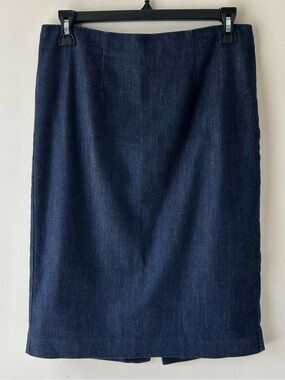 Ann Taylor Pencil Modest Midi Skirt Dark Denim 4